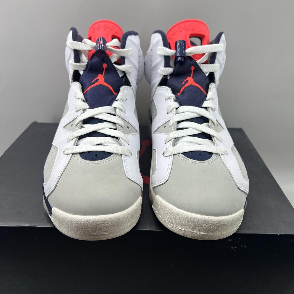 Air Jordan 6 Retro Tinker Shoes Men Size 9.5 White Grey Infrared Mid Sneakers - Picture 2 of 9